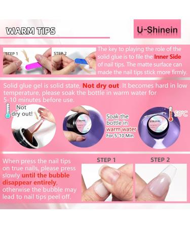 U-shinein 2x10ml Solid Nail Glue Gel Kit - Clear & Translucent Pink for Acrylic & Press-On Nails | Nail Art Manicure Glue Gel - Buy Online on GoSupps.com
