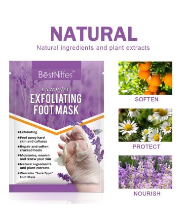 Foot Mask - Natural Exfoliator for Dry Dead Skin, Callus, Rough Heels - Lavender Scent - Men & Women - Buy Online on GoSupps.com