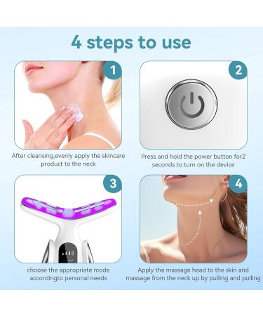Neck Face Massager 7-in-1 Portable Facial Massager | Vibrating & Warming Function for Face Neck & Shoulder Care - White - Buy Online on GoSupps.com