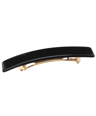 France Luxe Luxury Rectangle Barrette, Black - Classic French Design for Everyday Wear