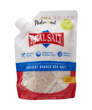 Redmond Real Sea Salt - Natural Unrefined Gluten Free Kosher, 16 Ounce Pouch (2 Pack)
