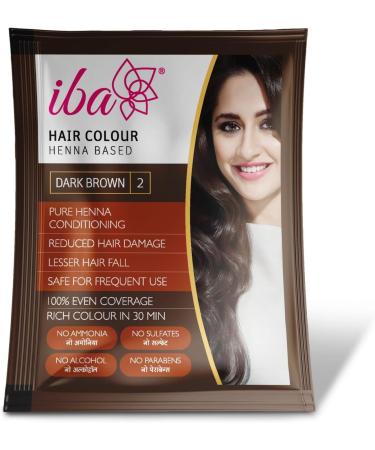 IBA Hair Colour - Dark Brown 10g (Pack of 7) | Pure Henna Based Powder Sachet | Naturally Coloured Hair & Long Lasting Conditioning | Reduced Hair fall & Hair Damage - Buy Online on GoSupps.com