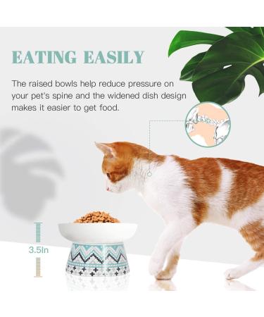 Frewinky Elevated Cat Bowls - Anti Vomiting Ceramic Dishes for Flat Faced Cats - 12 Oz Blue - Buy Online on GoSupps.com