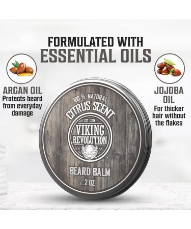 Viking Revolution Beard Balm - Natural Argan & Jojoba Oil for Men - Softens Styles & Strengthens Beards - Perfect Dad Gifts - Citrus Scent - 57g - Buy Online on GoSupps.com