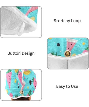 Super Absorbent Pineapple Blue Hair Towel 2 Pack - Quick Dry Hair Turbans for Women & Girls - Buy Online on GoSupps.com