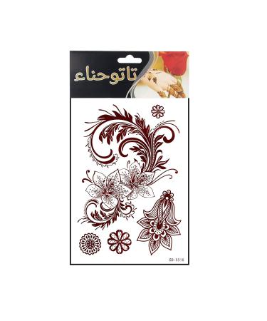 Adecco LLC 6 Sheets Flower Temporary Henna Tattoos - Fashion Flash Women Waterproof Red Ink Body Art Stickers - Buy Online on GoSupps.com