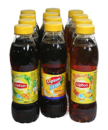 Lipton Lipton's Ice Tea Still Box of 12 x 500ml tins 3 flavors Lemon Mango and Peach