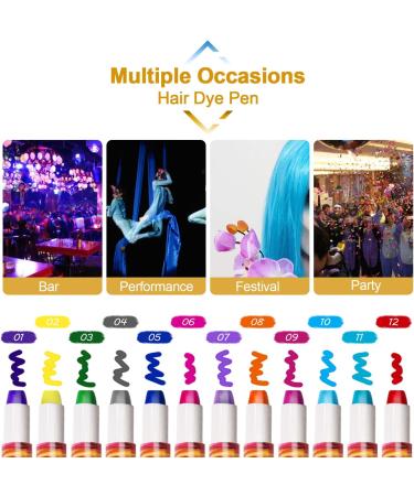 EBANKU 12 Color Temporary Hair Chalk Crayon for Girls - Washable Hair Dye for Birthday, Christmas, Halloween - Cosplay Party Favors for Kids & Adults - Buy Online on GoSupps.com