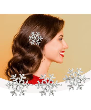 MFUOE 4Pieces Snowflake Hair Clips Silver Snow Bobby Pins Alloy Shiny Christmas Wedding Hairpin Hair Accessories for Xmas Women Girls - Buy Online on GoSupps.com