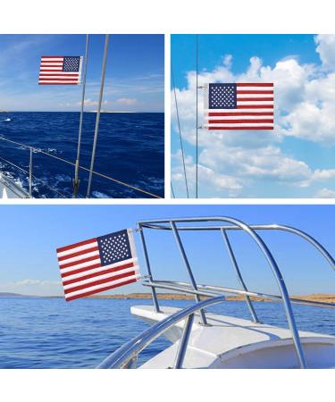 American Boat Flag - 12x18 inch Double Sided Embroidered USA Marine Flag for Pontoon Boats | Includes 4 Flag Pole Kits and Brass Grommets - Buy Online on GoSupps.com