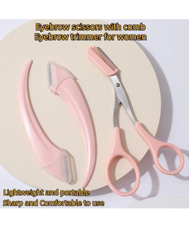 6 Piece Stainless Steel Eyebrow Trimmer & Scissors Set - Pink Makeup Tool for Men & Women - Perfect Eyelash & Hair Grooming - Buy Online on GoSupps.com