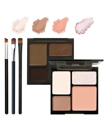 Beige Brown Eyeshadow Palette 4 Colors Matte Glitter Eyeshadow Makeup Palette with Brushes Waterproof Long Lasting Pigmented Gray Silver Eye Shadow Palette Goth Halloween Daily Makeup Pallet