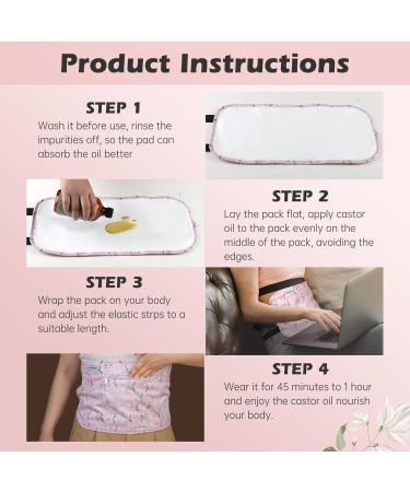 2 Pack Castor Oil Pack Wrap Organic Cotton for Liver Detox Reusable Castor Oil Compress Highly Absorbent Anti Oil Leak(Oil are Not Include) Pink Magnolia - Buy Online on GoSupps.com