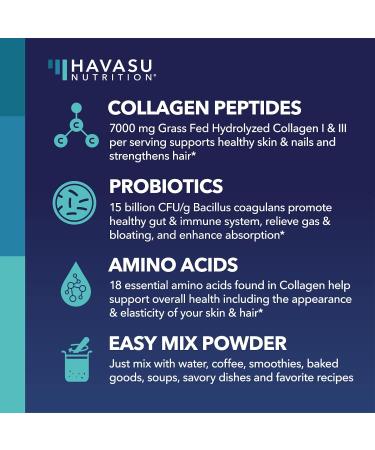 Collagen Peptides Powder with Probiotics - Grass-Fed Hydrolyzed Type I & III for Hair Skin and Nail Health - GLP-1 Nutritional Support for Digestion - Easy-to-Mix Unflavored 1-Month Supply - Buy Online on GoSupps.com