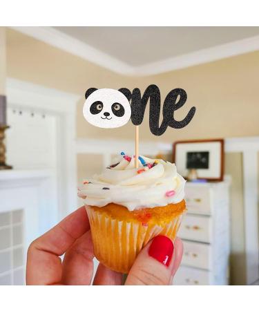 Ercadio 24 Pack Panda One Cupcake Toppers Black Glitter Panda One Cupcake Picks Panda 1st Cupcake Picks for Panda Theme Baby Shower Kids Birthday Party Cake Decor Supplies Pattern 3 - Buy Online on GoSupps.com