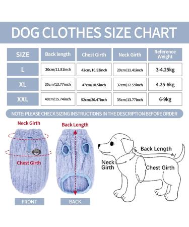 Fleece Dog Jumper Small Dog Hoodies Puppy Jumper Warm Dog Pullover Sweatshirt Cat Jumper Dog Sweater Vest Pet Winter Outfit Dog Clothes for Small Puppy Chihuahua Bichon Corgi Yorkshire (XL/Blue) XL/35cm Blue - Buy Online on GoSupps.com