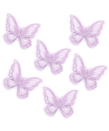 Butterfly Hair Clips Penta Angel 6Pcs Lace Embroidery Flower Butterfly Hair Bow Pins Wedding Hair Accessories for Women Girls Halloween Party Decor (Light Purple)