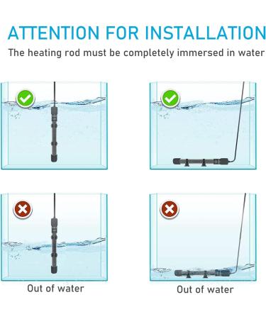 Yukihalu Mini Aquarium Heater 25W-200W with Thermometer & Temperature Controller - Ideal for 1-150L Aquariums - Buy Online on GoSupps.com