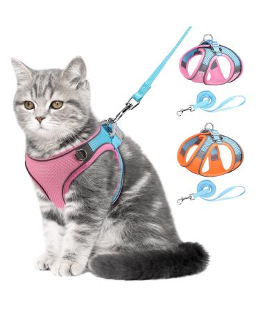 Newest Cat Harness and Leash Stylish Cat Leash Escape Proof Adjustable Reflective Strap Breathable Suitable for 6-10 pounds of Cats and Small Dogs- Pink XS (59 inch Tow Rope) XS Pink