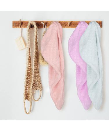 Qioo Microfiber Hair Towel 3 Pack - 10 26 inch Wrap for Fast Drying Hair - Ultra Absorbent and Soft Dry Hair Hat - Hair Turbans for Women - Blue Pink Purple - Buy Online on GoSupps.com