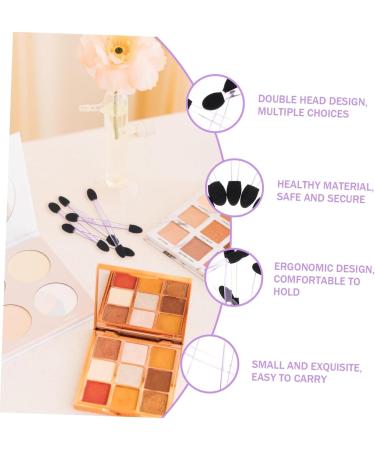 BIUDECO 100pcs Eye Shadow Stick Blending Eyeshadow Brush Eyeshadow Makeup Sticks Rubber Cotton Black 7.5x0.5cm Black - Buy Online on GoSupps.com