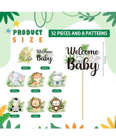 Weecent 64 Pcs Safari Baby Shower Cupcake Decoration Set Include Jungle Animals Cupcake Wrappers and Safari Cupcake Toppers Oh Baby Party Decorations Kids Baby Shower Wild Party Supplies Safari Wrappers and Cupcake Set - Buy Online on GoSupps.com