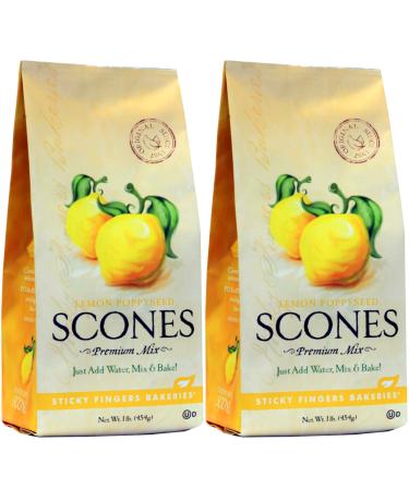 English Scone Mix, Lemon Poppyseed by Sticky Fingers Bakeries – Easy to Make English Scones Fresh Baked, Makes 12 Scones (2 pk) 1 Pound (Pack of 2)