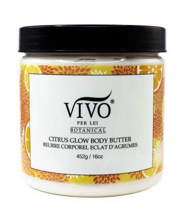 VIVO Per Lei Vitamin C Body Butter - Hydrating Body Cream with Shea Butter - Anti-Aging Body Butter Cream For Smooth Soft Skin - Non-Greasy Cream with Citrus Peel - 452g / 16 oz