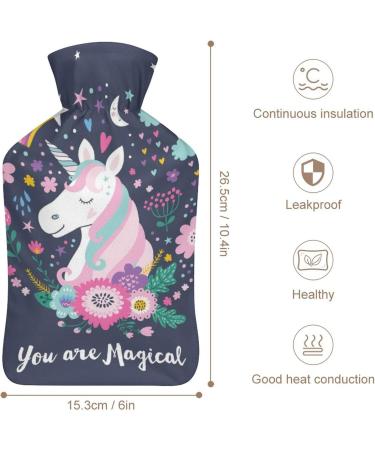 Flower Unicorn Hot Water Bottle with Plush Cover - Ideal Hand Warmer for Adults & Children | 26.5x15.3cm | International Shipping Available - Buy Online on GoSupps.com