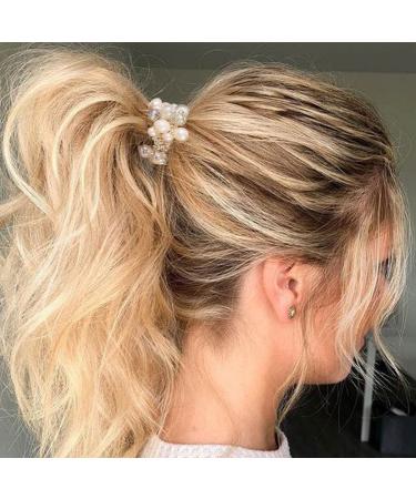 Brinie Beads Hair Ties - Black Pearl Elastic Scrunchies for Women and Girls (Pack of 3) - Buy Online on GoSupps.com