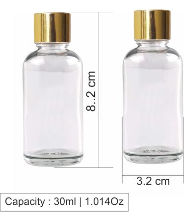 Zenvista 5 Pack Clear Glass Round Bottles 30ml with Golden Screw Cap - Perfect for DIY Supplies Essential Oils Serums & Perfumes | ZMG09 - Buy Online on GoSupps.com
