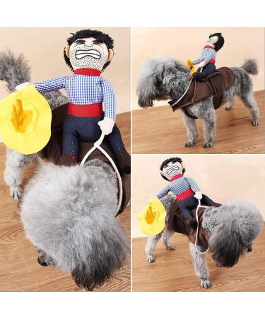 T2Y Cowboy Rider Dog Costume - Halloween Knight Style Clothes for Medium and Large Dogs with Doll and Hat - Buy Online on GoSupps.com