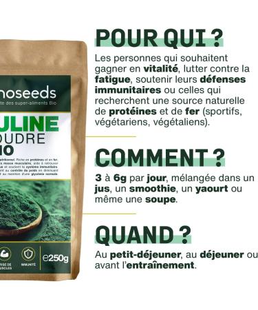  Amoseeds Spirulina Powder Organic 250G | Natural and Pure | High in Protein Iron | Energy Sport Immunity | Non-GMO No Preservative - Buy Online on GoSupps.com