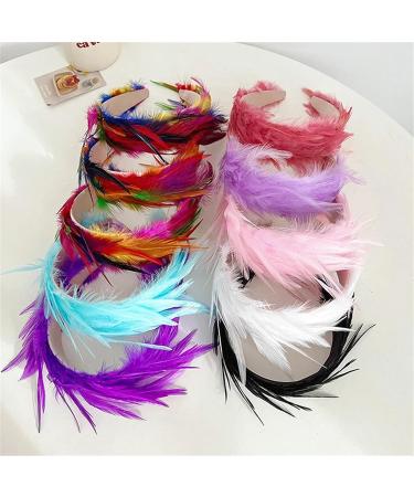 amangul Party Feather Fascinator Headband for Party Wedding Colorful Feather Fascinator Hair Hoop Cosplay Party Headdress(White) - Buy Online on GoSupps.com