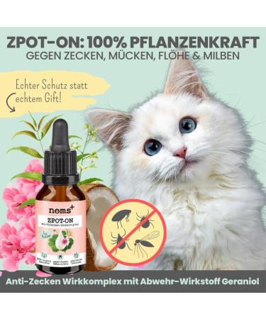 Noms Zpot-On Tick Repellent for Cats | Annual Supply with Natural Ingredients | Effective Against Ticks Mites Fleas & Sand Flies - Buy Online on GoSupps.com