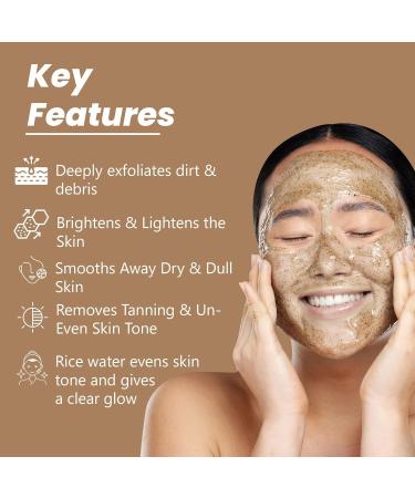 Glam Veda Rice Water Face Scrub | Creamy Exfoliator with Rice Extract | Helps Smooth & Refresh Skin | Gentle Daily Exfoliation for All Skin Types | 100g - Buy Online on GoSupps.com