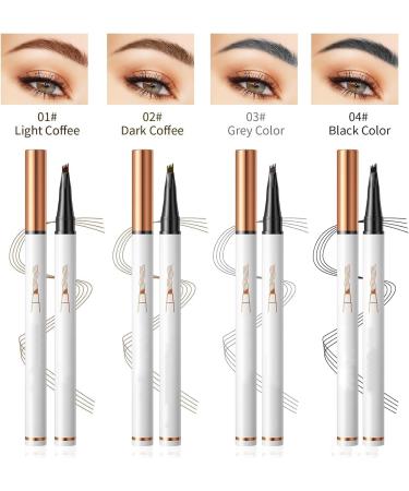 Eyebrow Pencil with 4 Fork Tip 3D Microblading - Magic Eyebrow Pencil Natural Makeup Fine Stroke Magic Eyebrow Pencil Long-Lasting Waterproof Eyebrow Pencil Stay on All Day (Gray+Light Brown) - Buy Online on GoSupps.com