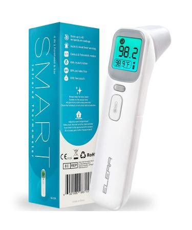 ELERA Ear and Forehead Thermometer, Infrared Thermometer for Baby, Infant, Adults and Objects, 1 Second Reading, Memory Recall with Fever Alarm and Mute Mode