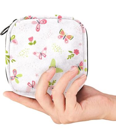 Floral Butterfly Sanitary Napkin Storage Bag - Portable Menstrual Pouch for Women, Teens & Menstrual Cup - Color 5 - Buy Online on GoSupps.com