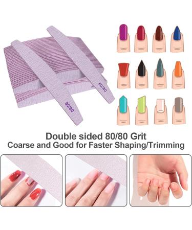 80/80 Grit Nail Files (50 pack) - Coarse Emery Boards for Acrylic and Gel Nails - Double Sided Professional Filers - Reusable Washable Manicure Tools - Buy Online on GoSupps.com