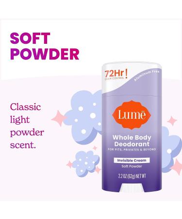 Lume Whole Body Deodorant Stick - 72hr Odor Control - Aluminum & Baking Soda Free - Skin Safe - 2.2oz (Soft Powder) - Buy Online on GoSupps.com