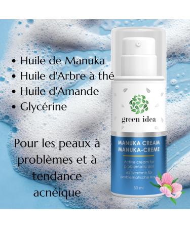 Green idea - Manuka Anti-Acne Cream - Anti-Imperfections Cream - Anti Pimples - Face Cream with Manuka Tea Tree Oil - Sensitive Acne-Prone Skin - 50 ml - Buy Online on GoSupps.com
