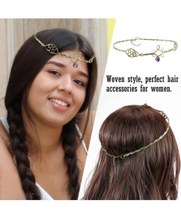 ZJIVQO Forehead Headbands Iron Circlet for Women Woven Forehead Band Crystals Tiaras Hair Band Gold Hair Hoop with Jewels Crystal Rhinestone Wedding Head Band Princess Crown Headband Tiara Purple - Buy Online on GoSupps.com