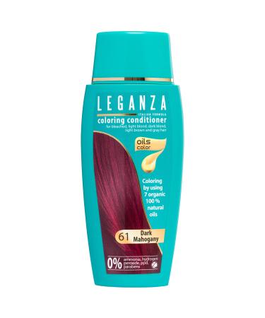 Leganza Hair Coloring Conditioner Natural Balm Color Dark Mahagony N 61 | Enriched with 7 Natural Oils | Ammonia PPD and Paraben Free | 150 ml 61 Dark Mahagony