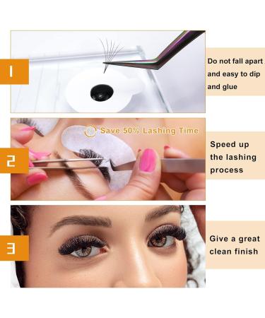 6D-0.10C-10-14Mix Pre Made Fan Eyelash Extensions | B&Q LASH Short Stem 3D 5D 7D | Russian Volume Lashes 0.07 0.1 - Buy Online on GoSupps.com