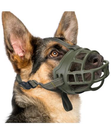 Muzzle for dogs silicone basket muzzle for small medium-sized and large dogs soft cage muzzle prevented bite of chewing suitable for German shepherd (2 (snout 8 -9 ") green) 2 (snout 8 -9 ")