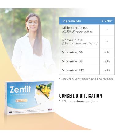 ZENFIT FYTO - Daily Mood and Energy Support Well-Being with St. John's Wort Rosemary B Vitamins - Natural Food Supplement for Optimal Balance and Well-Being 30 Tablets - Buy Online on GoSupps.com