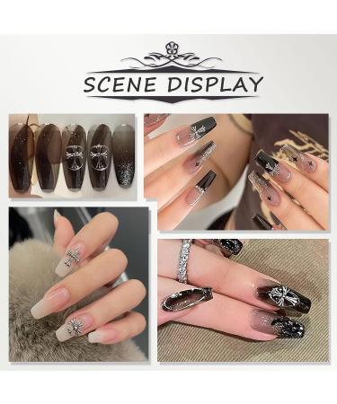 120Pcs 3D Metal Cross Nail Charms with Nail Tweezer - DIY Punk Gothic Manicure Accessories in Silver - Buy Online on GoSupps.com