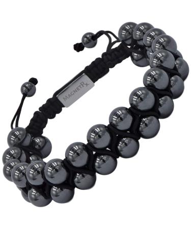 MagnetRX® Hematite Magnetic Therapy Bracelet - MAX Strength Natural Pain Relief and Healing Stones - Beaded Magnetic Hematite Bracelets (Double Strength 8mm)