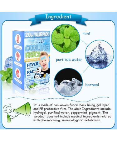 20 Kids Cooling Patches for Fever Discomfort & Headache Pain Relief - Buy Online on GoSupps.com